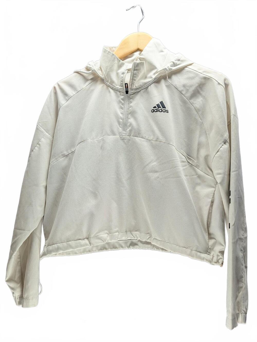 Adidas Women's Lightweight White Half-Zip Crop Wind Breaker